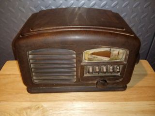 1930s/40s Wards Airline Small Bakelite Am Push Button Tuning Tube Radio - 3 Day Nr