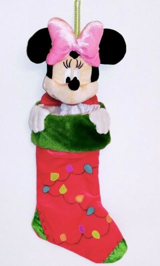 Minnie Mouse Christmas Stocking Disney 20 ".  Christmas 3d Plush Head