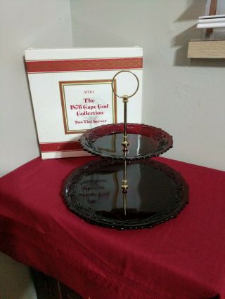 Avon 1876 Cape Cod Ruby Red Glass Two Tiered Server