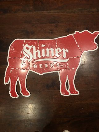 Shiner Bock Beer Spoetzl Brewery Meat Die Cut Cow Sign Tin Tacker Beer Sign