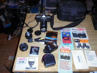 Vintage Pentax K1000 35mm Film Camera With Bag And Other Items As Found