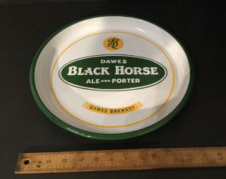 Early Canadian Beer Dawes Black Horse Ale And Porter Porcelain Metal Tray