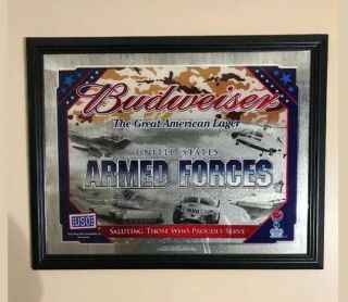 Budweiser United States Armed Forces Saluting Military Bar Mirror