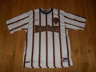 Vintage 1998 Nike Ny Nj Metro Stars Red Bulls Mls Soccer Jersey Kit Mens Large