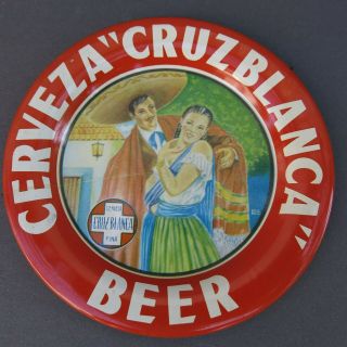 Vintage " Cruz Blanca " Beer Tip Tray - Cerveza Fina