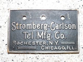 Antique Stromberg - Carlson Telephone Face/ Name Plate Brass Emblem