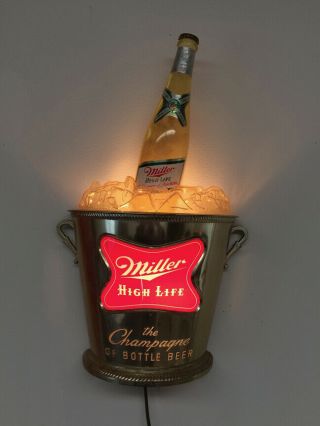 Miller High Life Light - Up Gold Champagne Bucket Sign.  When It 
