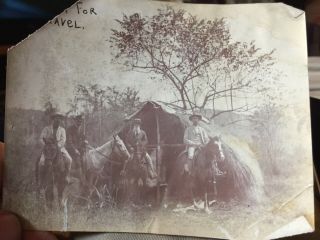 Vintage Photo Of 4 Men On Horses At A Camp Near Havana Cuba