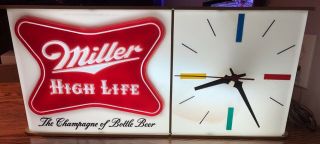 Miller High Life Champagne Of Bottle Beer Light Clock Sign Vintage 1957