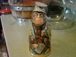 Vintage German Beer Stein “monkey With Top Hat” 828 By Matthias Girmscheid