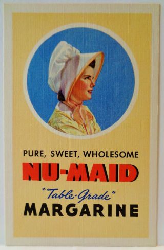 Nu - Maid Margarine / Linen Advertising Postcard / Fantastic Poster Art Graphics