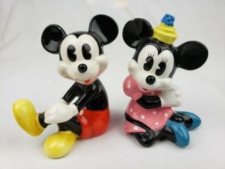 Vintage Walt Disney Productions Mickey And Minnie Mouse Porcelain Figurine Japan