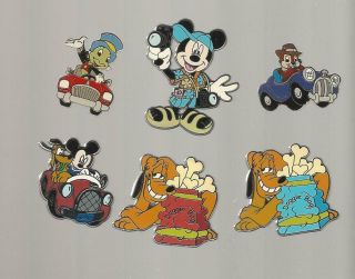 6 Disney Pin - Travel Aaa Vacations - Pluto Mickey Jiminy Chip Tourist