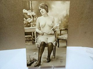 Rppc Real Photo Postcard Buxom Nude Beauty Undressing Paris Ca 1910
