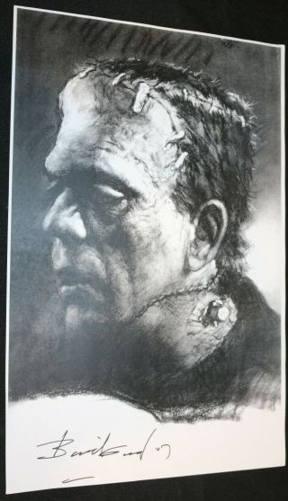 Frankenstein Boris Karloff Print (ex) Signed By The Artist: Basil Gogos