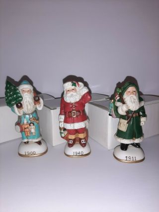 Lenox Porcelain Memories Of Santa Figurines Set Of Three 1900,  1911,  1940