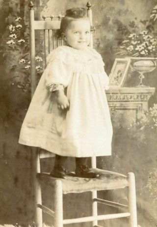 Antique Cabinet Photo Precious Little Girl On Chair By Henderson Fowlerville Mi