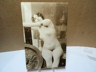 Rppc Real Photo Postcard Buxom Nude Beauty With Arm Band Paris Ca 1910