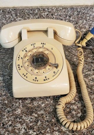 Vintage Beige Rotary Dial Phone Bell System Western Electric