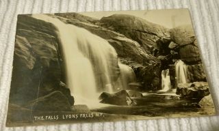 Photography H M Beach Rppc Adirondack The Falls @ Lyons Falls Ny
