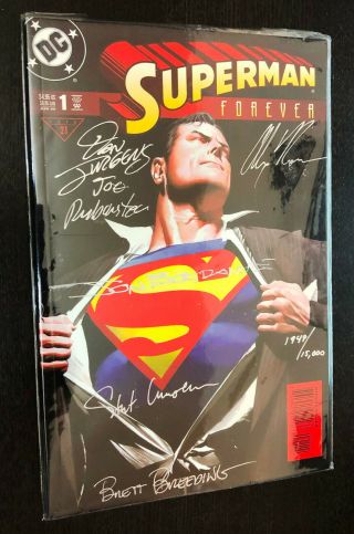 Superman Forever 1 - - Dynamic Forces Signed By 6 W/ - - Alex Ross Jurgens,