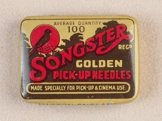 Vintage Phonograph Gramophone Needle Tin Songster Golden Pick - Up Needles