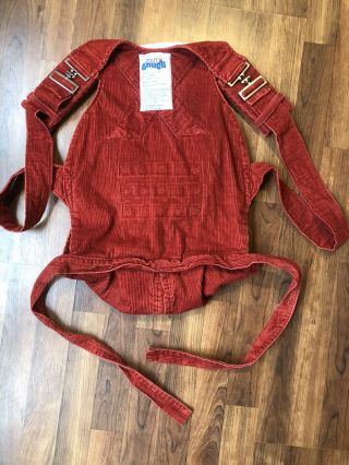 Vintage Snugli 1970s Evergreen Co Red Corduroy Baby Carrier Front & Back