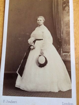 Victorian Cdv: Lady In Dress With Large Sash: Joubert Studio