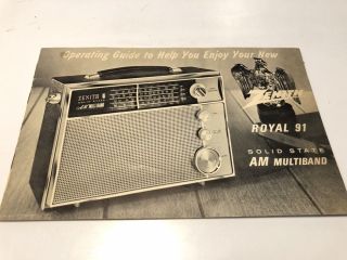 Vintage Zenith Royal 91 Solid State Am Multiband Radio Operating Guide