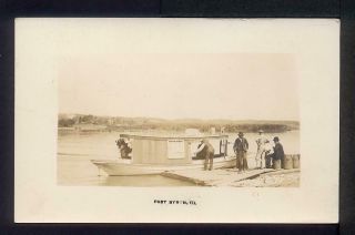 1909 Port Byron Illinois Postcard Rppc Boat At Dock