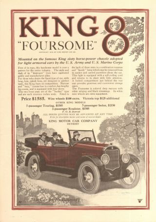 1917 King 8 Foursome Orig Vint Car Ad