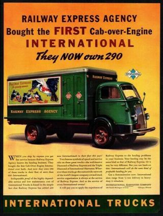 1938 International Trucks - Railway Express - Birds - Animals - Vintage Ad