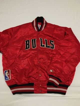 Vtg 80s 90s Starter Chicago Bulls Jordan Era Distressed Satin Jacket Xl Jersey