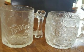 1993 Complete Set Of 4 McDonald ' s RocDonald ' s Flintstones Frosted Glass Mugs 3