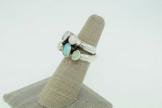 Vintage Navajo George Nakai Sterling Silver 5 Opal Cluster Bypass Ring Size 5 3
