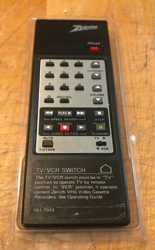 Vintage Zenith Remote Control Tv / Vcr Switch 101 - 7042
