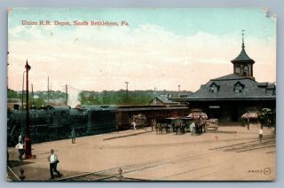 South Bethlehem Pa Union Railroad Depot Antique Postcard Railway Station