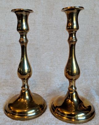 A 9.  25 Inch Tall Brass Candlesticks,  From Greece - For Weddings