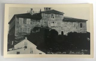 Ak Real Photo Postcard Rppc Sitka Alaska Baranoff Castle Front View People Roof