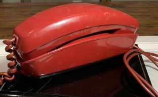 Vtg 1973 Western Electric Bell Systems Deep Red Rotary Dial Sleek Trimline Phone