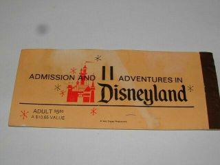 RARE Vintage Disneyland Large Ticket or Coupon Book.  With A - E ' 73 2