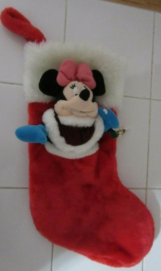 Disney Minnie Mouse Soft Plush 3d Head Christmas Stocking