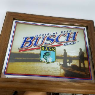 Busch Beer Bass Fishing Sign Advertising Outdoor Fisherman Anheuser Mirror Glass