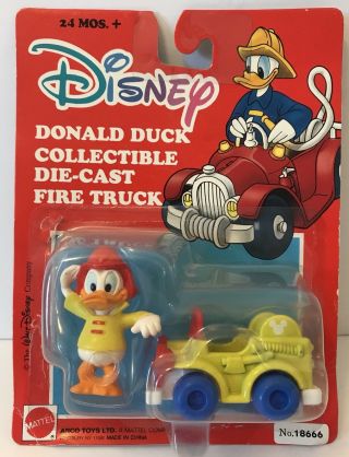 Disney Donald Duck Collectible Die Cast Fire Truck Mattel Arco Toy No 18666