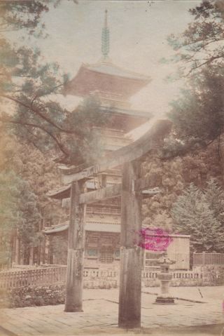 Rare Old Photo Ethnic Tinted Asia Japan Buddhist Temple Buddha Circa 1890s F5