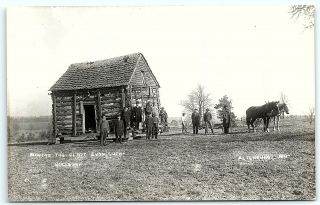 Vtg Postcard Rppc Real Photo Moving Horse College Building Missouri Lutheran A9