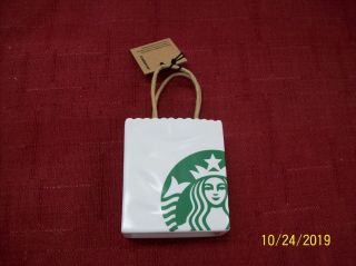 Starbucks 2018 Ceramic Starbucks Bag Ornament Gift Card Holder