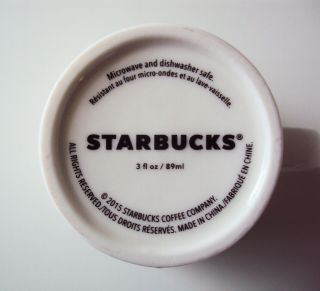 Starbucks Espresso Mug White 3oz Ceramic Demitasse Cup 2015 Retired 2