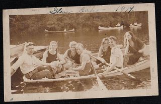 Vintage Antique Photograph Group Of People Riding In Boat