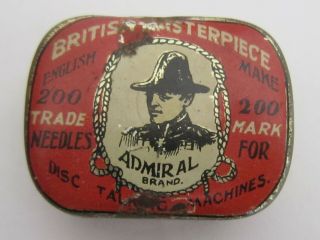 British Masterpiece " Admiral Brand " Gramophone Needle Tin Disc Talking Machines